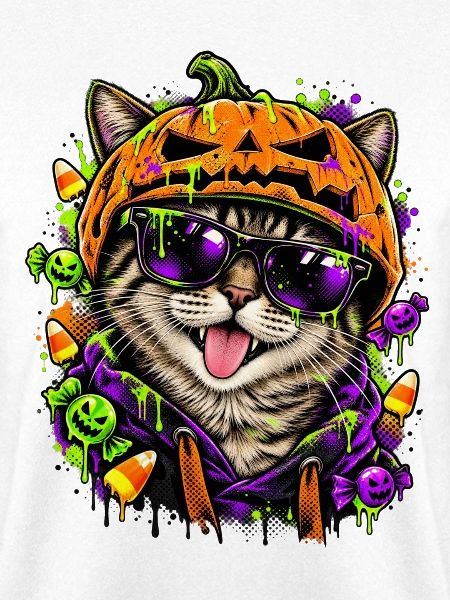 Halloween Katze mit Kürbiskopf