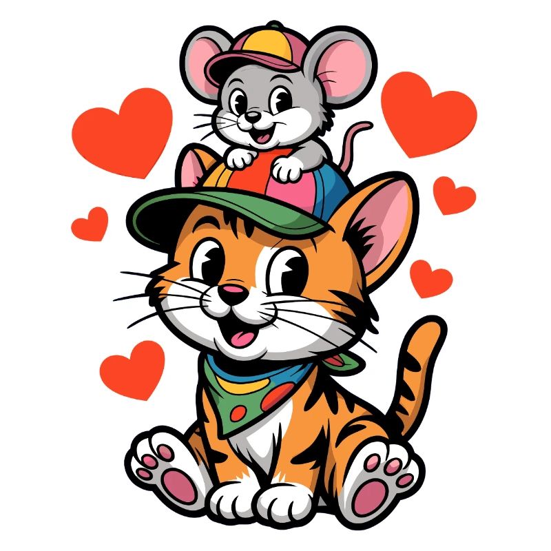 Chat et souris mignons comme meilleurs amis