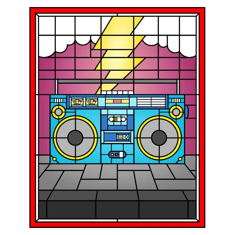 Retro Boombox Buntglas