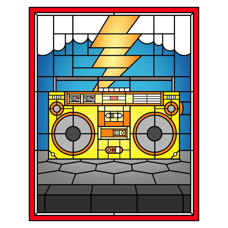 Buntglas-Boombox-Illustration