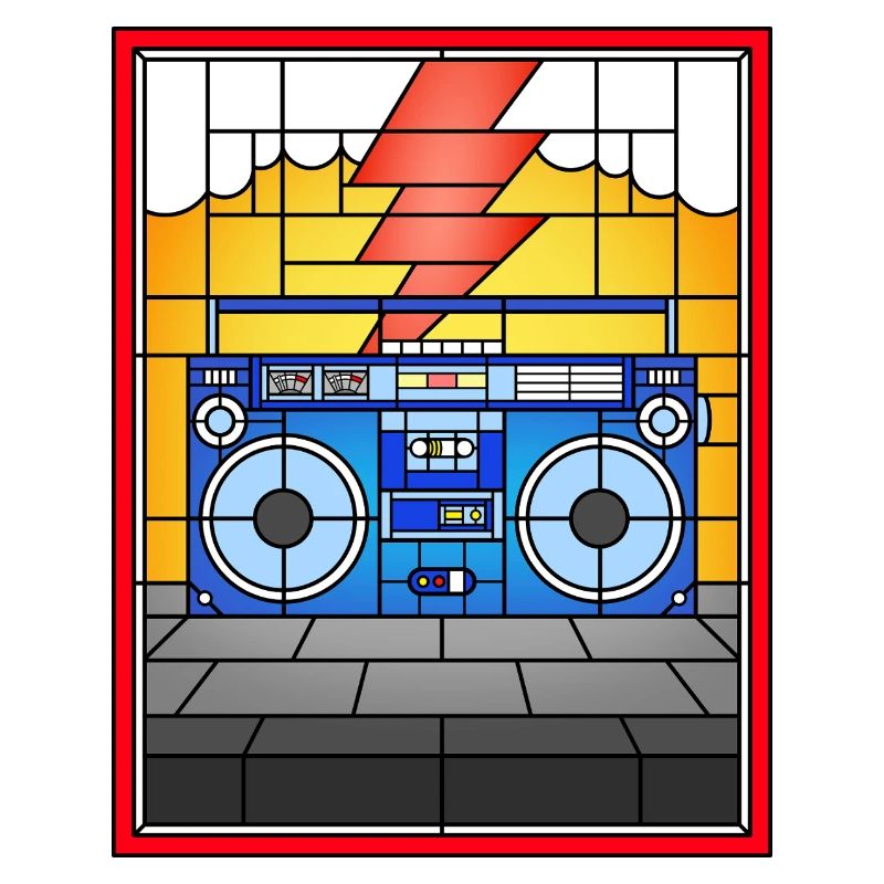 Buntglas-Boombox-Illustration