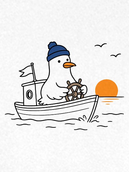 Möwe auf Boot im Sonnenuntergang