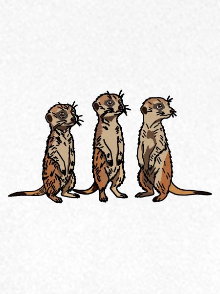Niedliches, handgezeichnetes Erdmännchen-Trio-Design