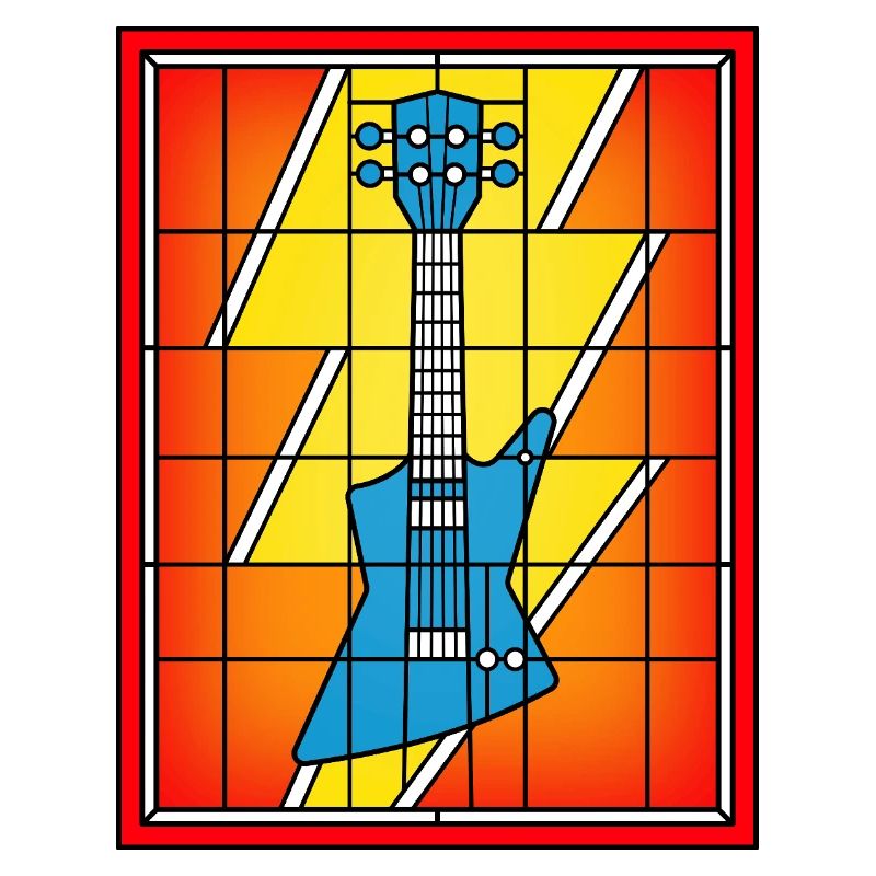 Buntglas-Blaue Gitarre
