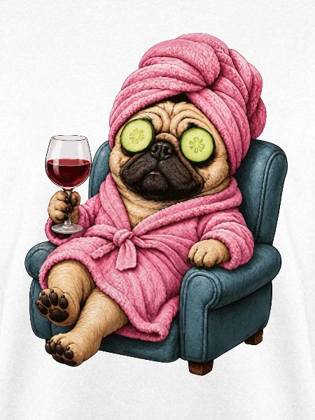 Spa-Pug im Pinken Bademantel