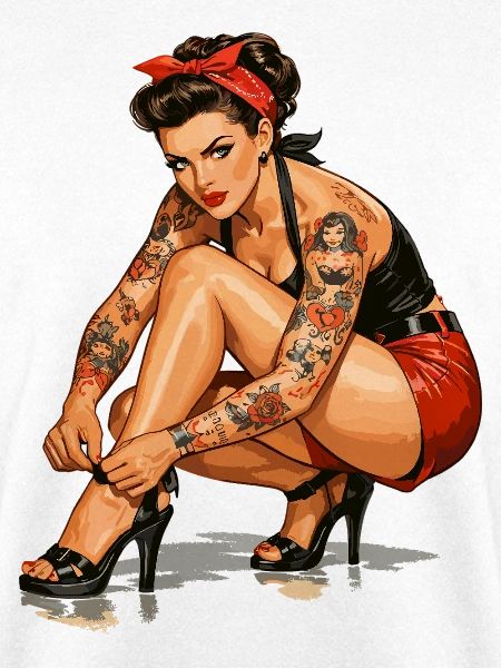 Retro Pin-Up: Tätowierte Rockabella Geschenk