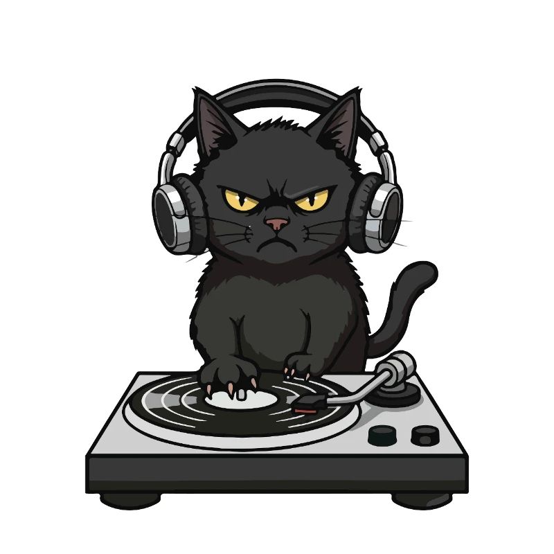 Turntable Cat Chat DJ Vinyle