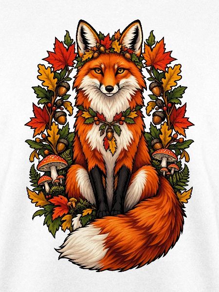Herbstlicher Fuchs im Blattkranz