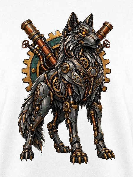 Steampunk-Wolf mit Zahnrädern