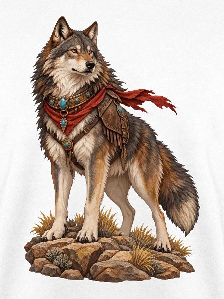 Ritterwolf mit rotem Schal