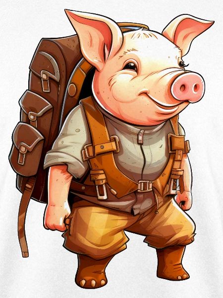 Schweinchen Wandern / Bergsteiger Schweinchen