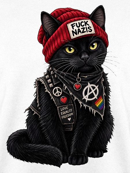 Fuck Nazis Schwarze Katze