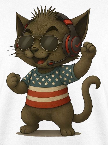 Katzen DJ im Americana-Look