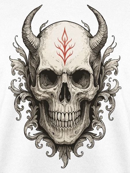 Purpurrote Rune Gehörnter Schädel