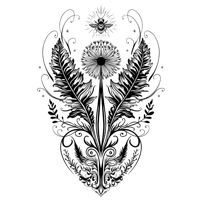 Löwenzahn Biene Herz botanical art