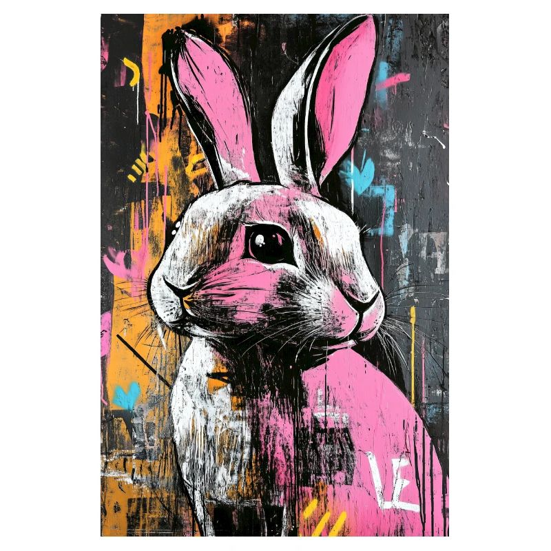 Graffiti Hase im Neonrausch