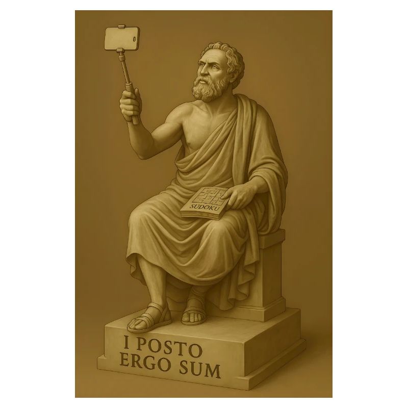 Antike Philosophie Selfie Statue