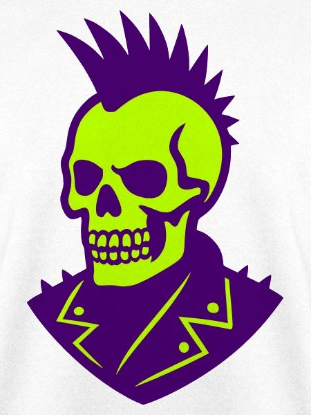 Punk Skull Illustration auf Neon