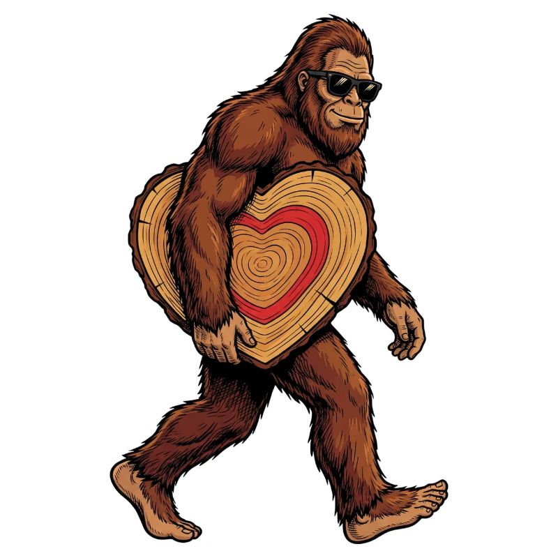Sasquatch mit Holzherz