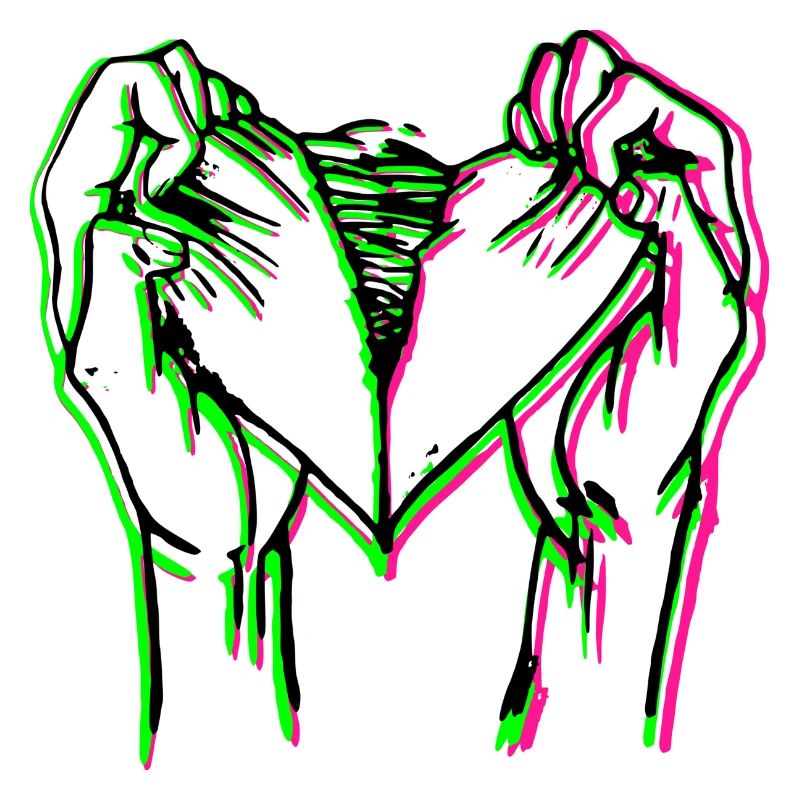 Neon Herzhand Silhouette