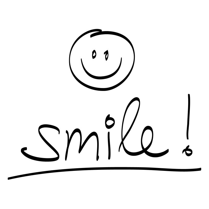Handschrift “SMILE!” mit lachendem Gesicht