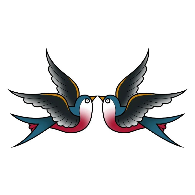 Traditionelles Tattoo 2 Schwalben