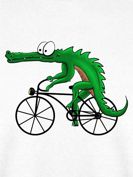 Krokodil mit Fahrrad