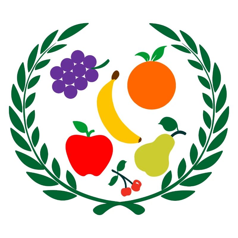Fruit in laurel wreath