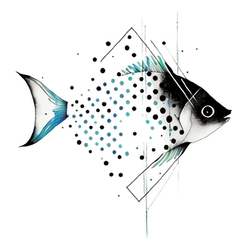 Geometrischer Fisch mit Blaustich