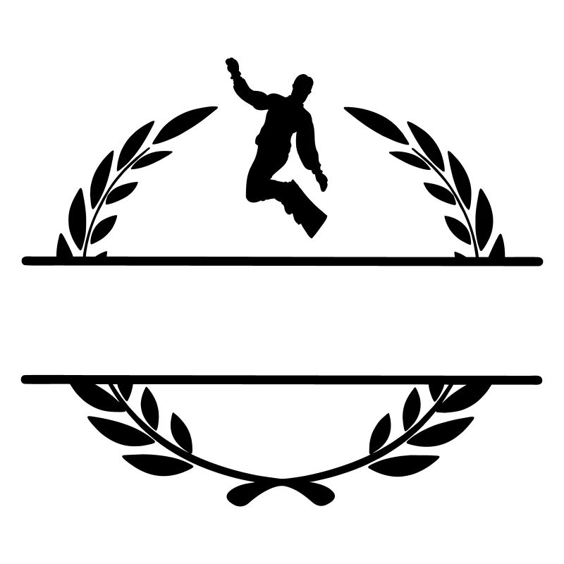 Snowboarder in laurel wreath