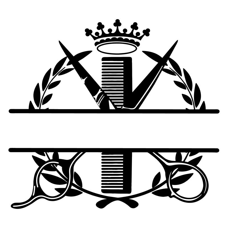 Friseur-Lorbeerkranz und Kronen-Logo
