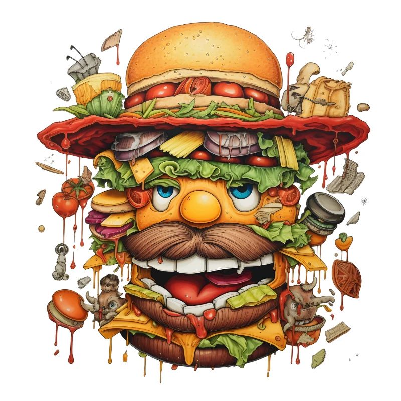 Wilde Burgerkarikatur Gesicht