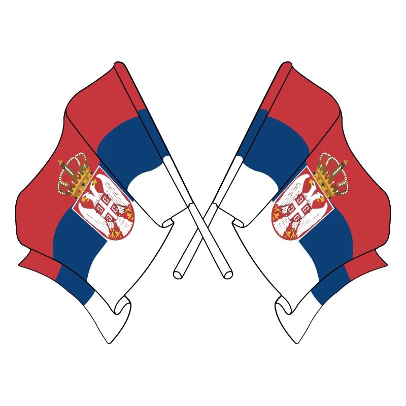 Deux drapeaux croisés par la Serbie