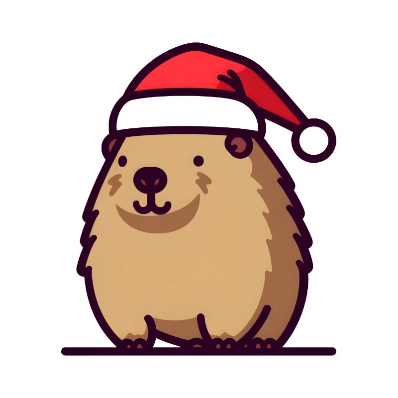 Süßes Weihnachts-Capybara mit Nikolausmütze