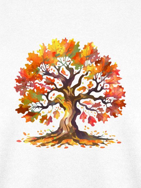 Eiche mit Herbstlaub Aquarell