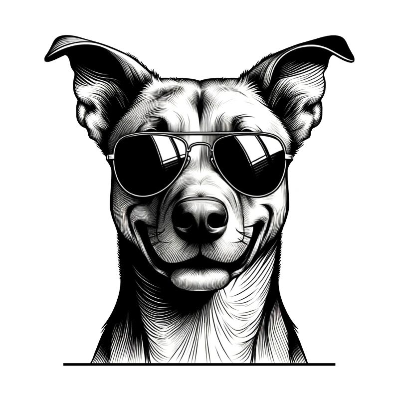 Hund mit Sonnenbrille Linienkunst