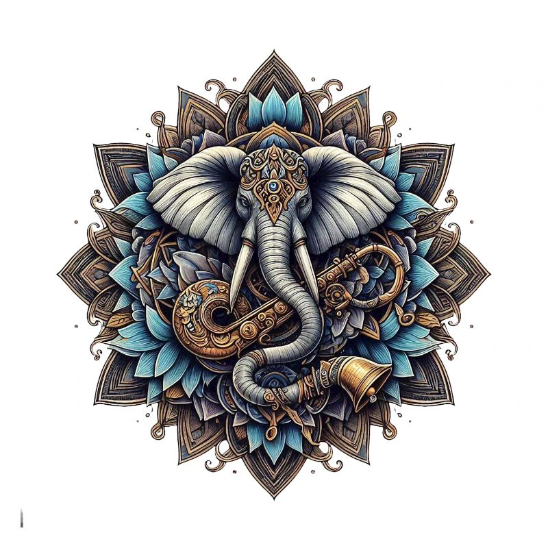 Elefantenmandala im Steampunk-Stil
