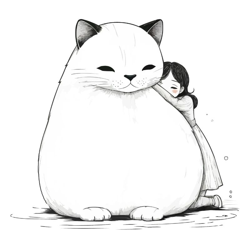 Großes Kuscheln mit einer Katze