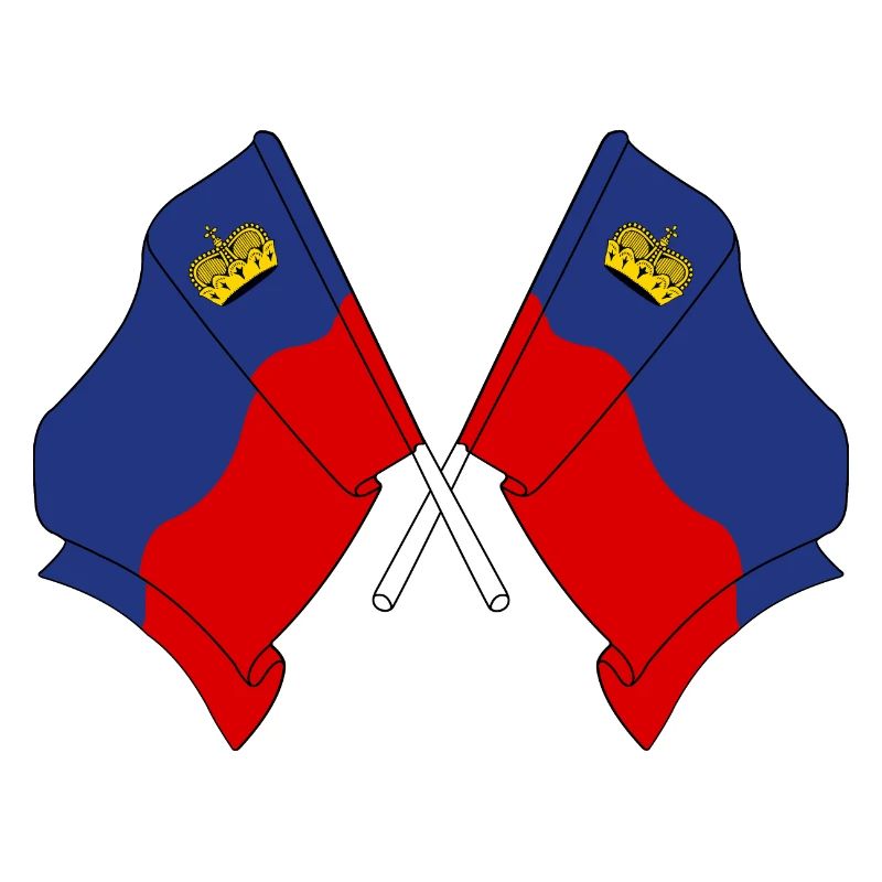 Deux drapeaux croisés du Liechtenstein