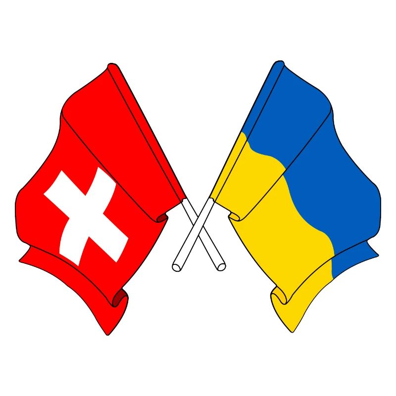 Drapeau de la Suisse et drapeau de l’Ukraine
