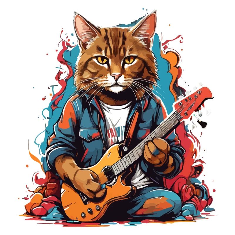 Chat avec guitare