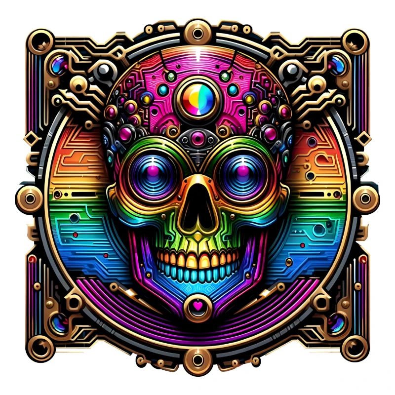 Conception de crâne arc-en-ciel cyberpunk