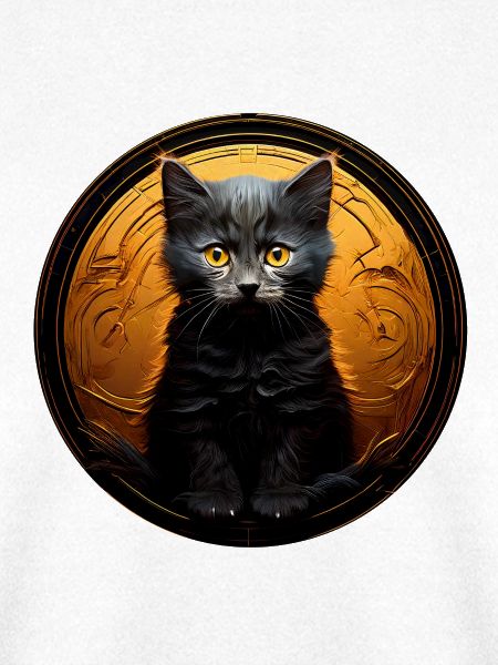 Schwarze Katze im Goldkreis