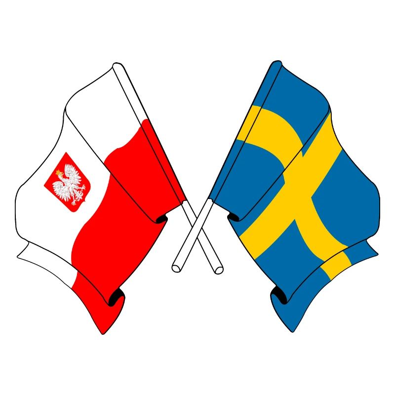 Drapeau de la Pologne et drapeau de la Suède