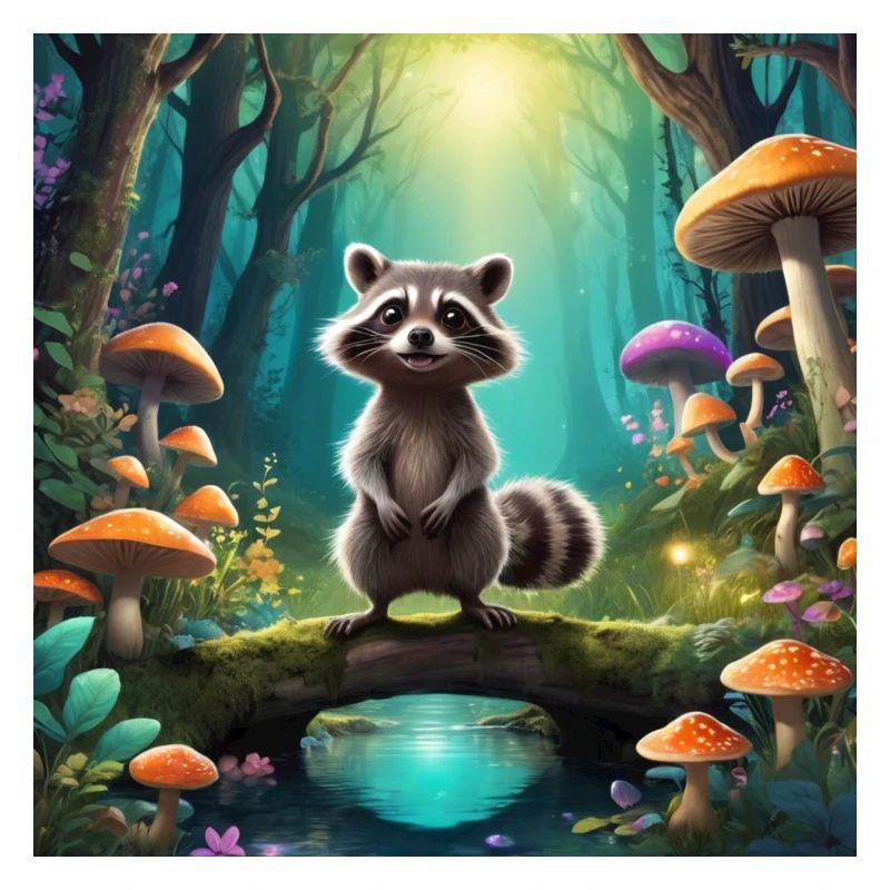 Waschbär im Zauberwald