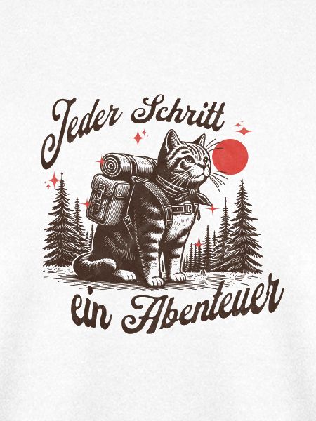 Abenteuerlicher Katzenwanderer beim Nachthimmel