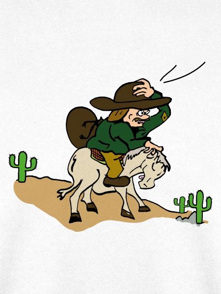 Abenteurer auf Pferd.