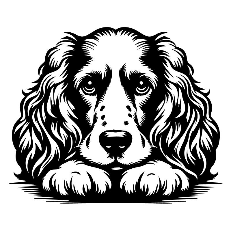 Cocker Spaniel Kopf mit Pfoten