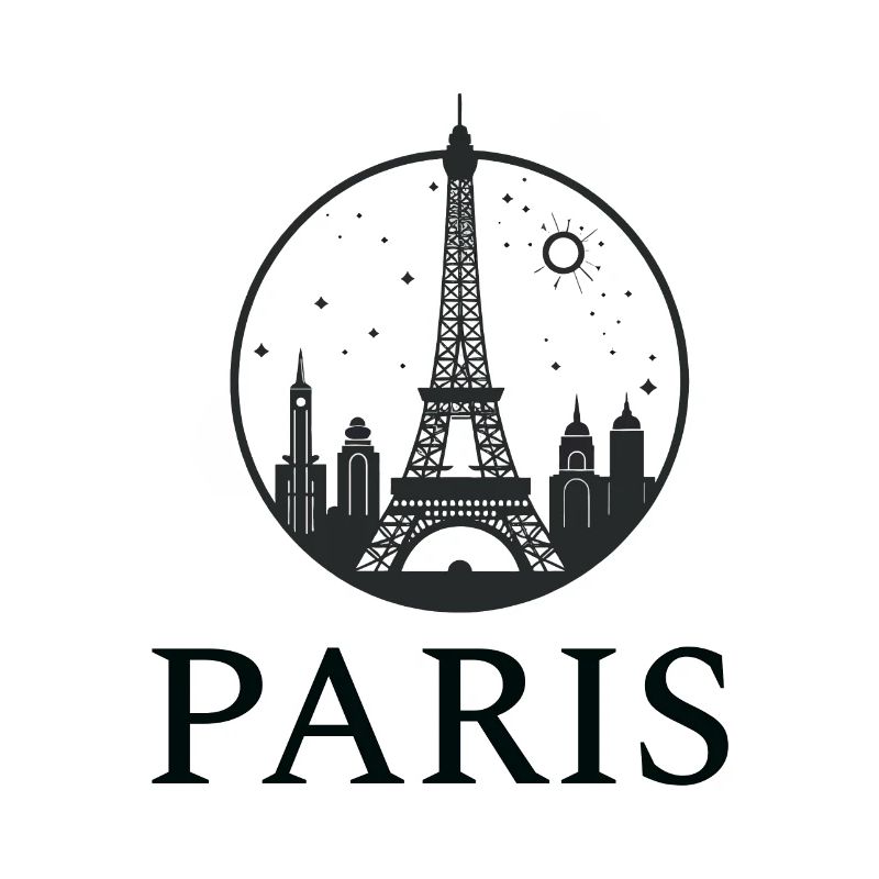 Silhouette de la tour Eiffel de Paris en cercle