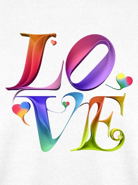 Bunte Herzensliebe Schriftkunst